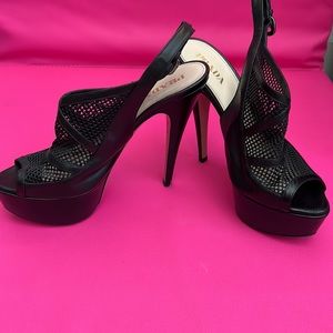 BLACK LEATHER PLATFORMS Prada LIKE NEW